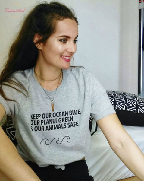 

hipster cotton shirt keep our women ocean blue our planet green amp; our animals safe t shirt slogan graphic girl tumblr, White