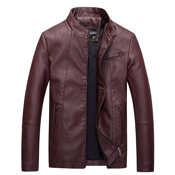 

2020 men's spring collar pu leather youth joining together the new cultivate one's morality fashion pure color leather, Black