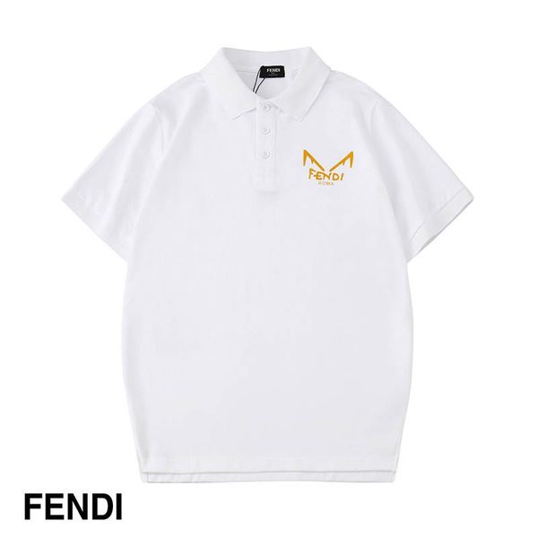 

fends italian brand short sleeve mens designer polo shirt fashion slim polo shirt wild simple t-shirt cotton sports t-shirt, White;black