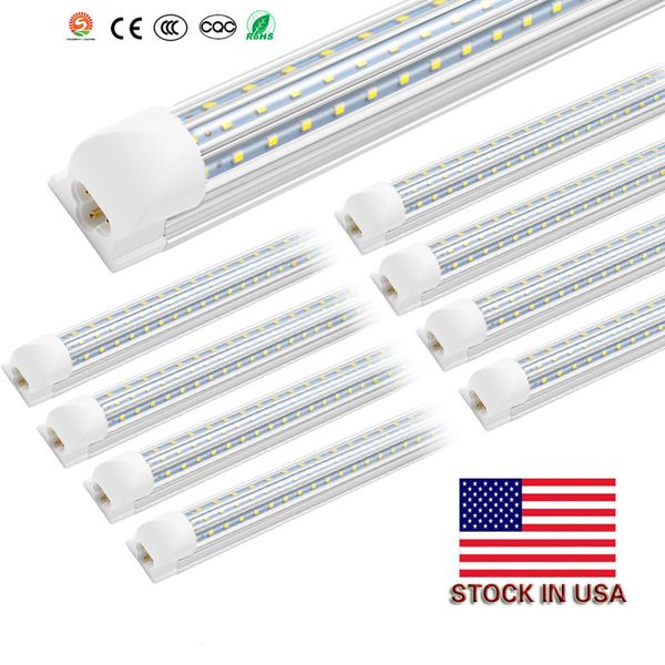 Confezione da 20 luci tubolari a LED da 2,4 m, 120 W e 72 W, integrate a forma di V su entrambi i lati, AC85-265 V, copertura trasparente SMD2835, luci per porte di raffreddamento a LED