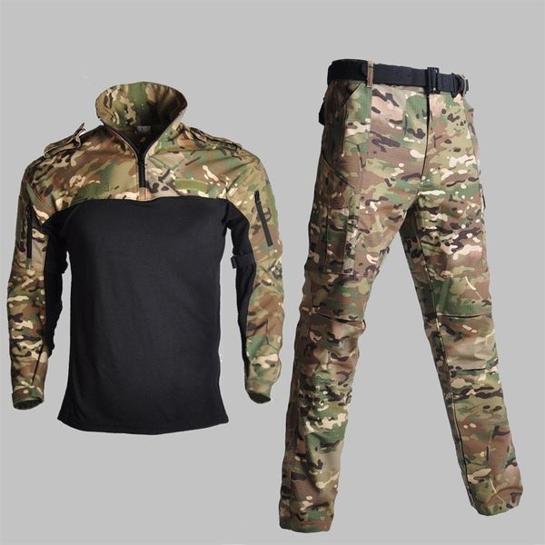 

tactical training frog clothes men camouflage army shirts pants suits outdoor camping hiking shooting sport military uniform set outdoor jac, Blue;black