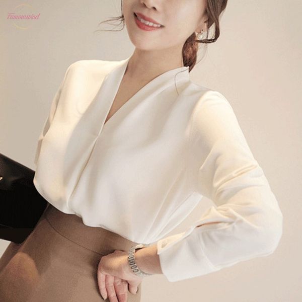 

classical brief style chiffon blouse fashion women long sleeve shirt office lady women blusas femininas camisas mujer, White