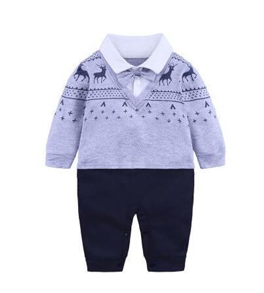 

pure cotton baby boys girls climb clothes newborn baby rompers gentleman jumpsuit long sleeve cartoon pajamas boys cloth, Blue