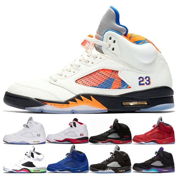 

2019 mens basketball shoes 5 5s international flight olympic metallic gold white cement man og black metallic red blue suede sport sneakers