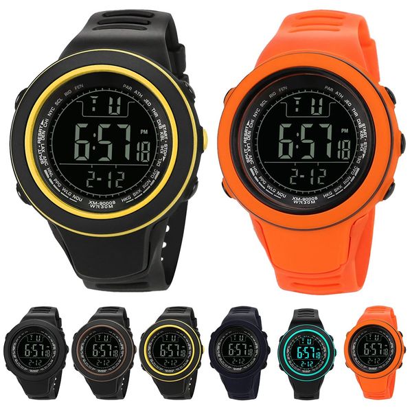 

6 colors stylish simple men male electronic watches silicone strap digital display sports wristwatch outdoor, Slivery;brown