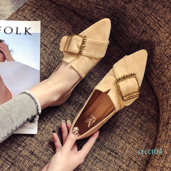

2020 new designer moccasins women shoes suede leathere pointed toe slip on ballerina loafers ladies comfortable shoes p512 ct04, Black