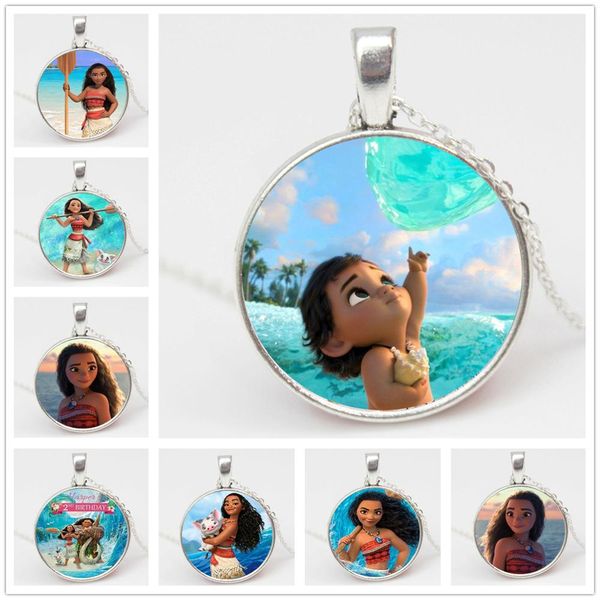 

new discount film moana pattern pendant necklace glass necklace sweater chain for party gifts pendant necklace pn009, Silver