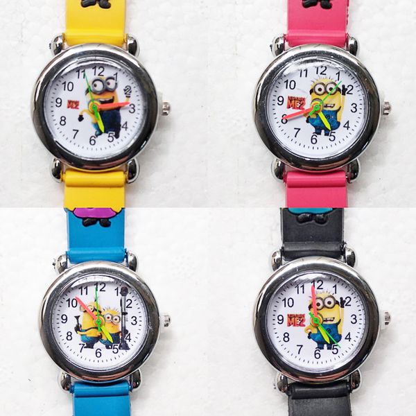

2020 dropshipping cute horse girl watch child silicone strap watches little yellow man children wristwatches for kids gift clock, Slivery;brown
