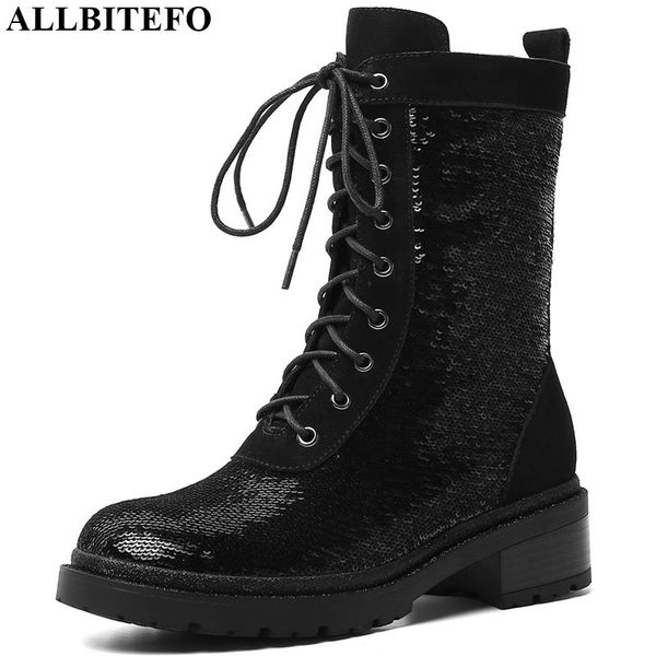 

allbitefo fashion sequins high heels ankle boots for women women heel shoes winter girls shoes boots, Black