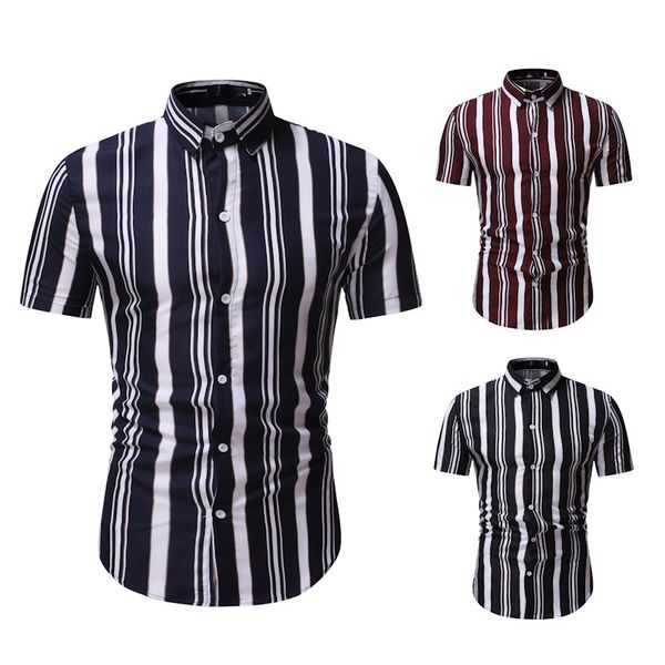 

men's brand new creative personalized fashion business leisure beach hawaiian shirt short sleeved summer print shirt men, White;black