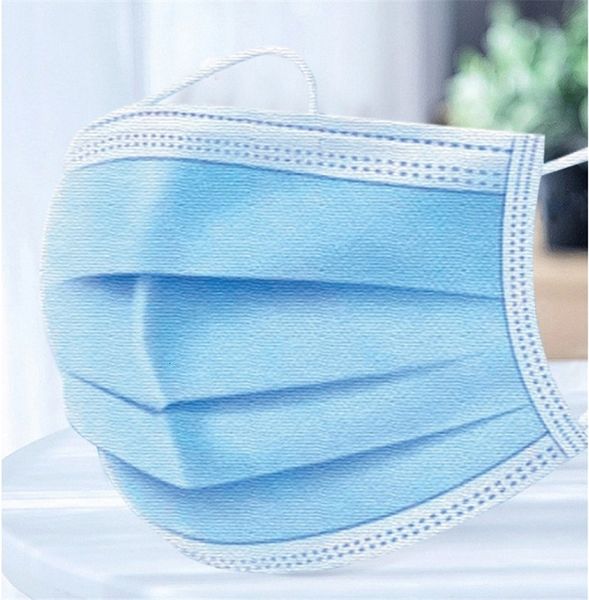 

dhl ship earloop mask retail 50 pieces box 100 1pcs blue 3 ply faceearloop non woven fabric prevent shipping y5qx