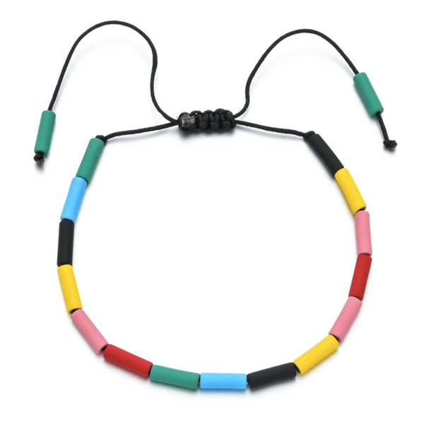 

fashion rainbow tubular tile bracelet handmade jewelry women pulseiras mujer 2020 adjustable rope chain friendship gift, Golden;silver