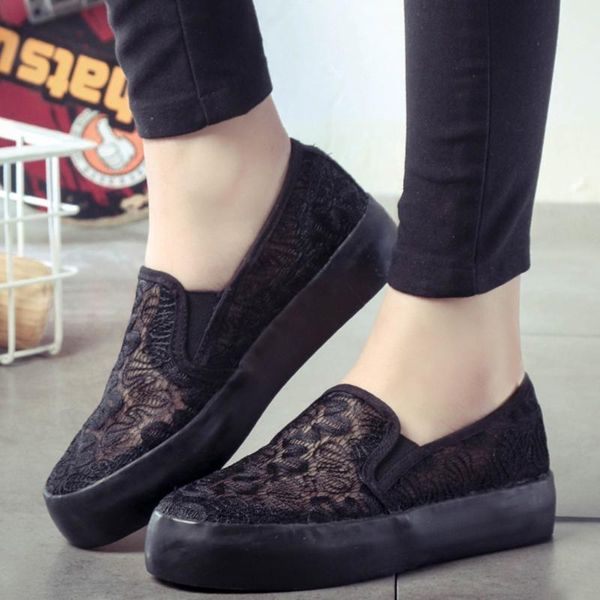 

new ladies high casual canvas shoes sneakers breathable running platform shoes, Black