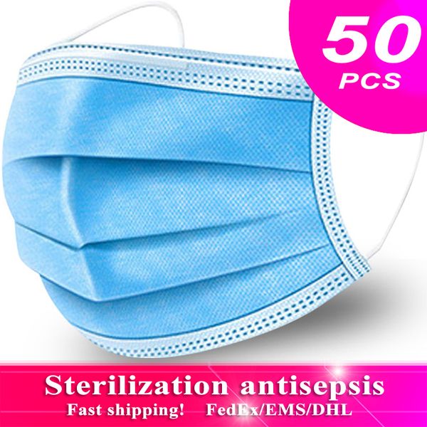 

50 pcs disposable protective mask anti-dust anti-pollution bacterial proof face facial cover ppe personal protective equipment