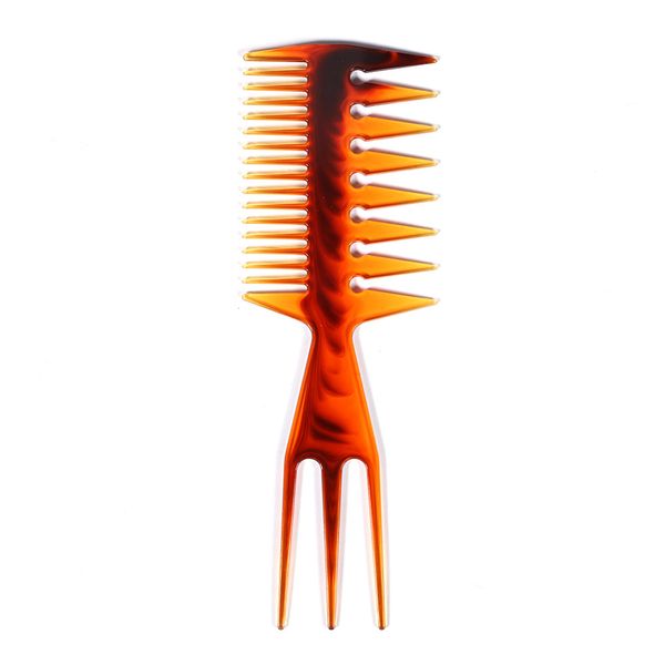 

three side wide tooth combs fish bone shape hair brush barber hair dyeing cutting coloring brush man styling tool oil comb, Silver