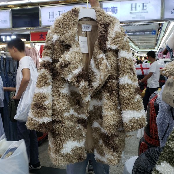 

camouflage fur jacket women's 2019 new midi long fur coat lambs wool cashmere jacket female loose warm long coat streetwear, Black