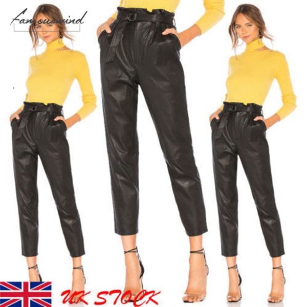 

женщины брюк нас дама с высокой талией jegging stretch pant кожи карманы пояса груза падения хорошее качество, Black;white