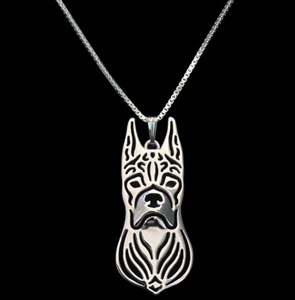 

g.sky drop ship cartoon chic alloy boxer dog necklace pendant jewelry silver/gold colors plated 12pcs/lot