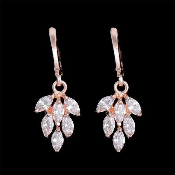

h:hyde fashion red dangle jewelry women/girl's gold color cz zircon leaves drop earrings 4 colors brincos femme, Silver