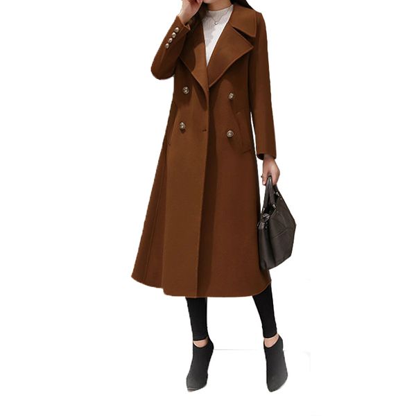 

плюс размер кашемир пальто женский длинный раздел 2019 новый корейский зима жира мм высокого класса  200 кг анти-сезон шерстяные пальто 20, Black