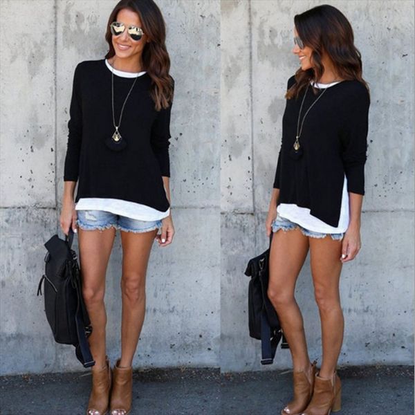 

сшивка поддельные из двух частей круглый воротник с длинными рукавами пальто наружный сшивание поддельные из двух частей круглый воротник с, White