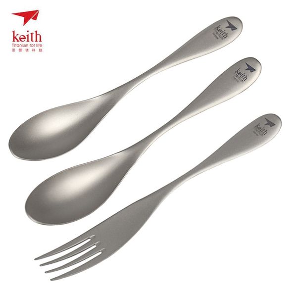 

keith titanium tableware thicken solid spoon fork dinner dessert coffee soup spoon outdoor camping hiking travel tablewares