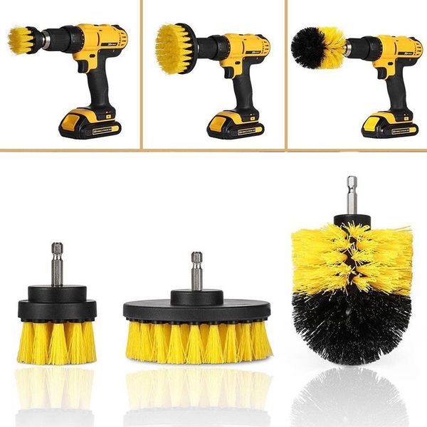 

3pcs/set drill scrubber brush car kit detailing tile grout car boat rv tub cleaner scrubber cleaning tool brushes cleaning kit