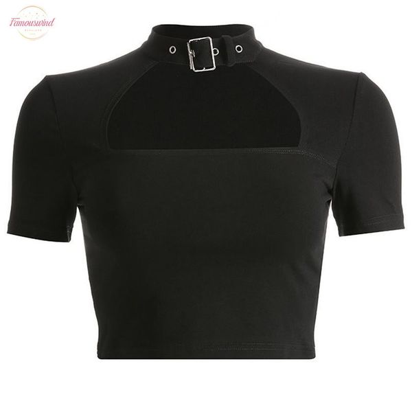 

summer harajuku punk club gothic streetwear women t shirts beach goth ol ladies hollow slim solid female tees, White