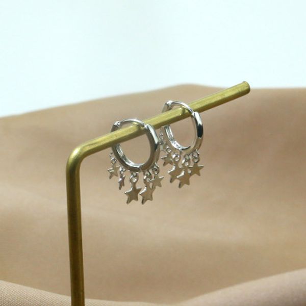 

hancheng korean fashion jewelry cute earrings star tassel dangle hanging earrings small hoop for women brincos bijoux, Golden;silver