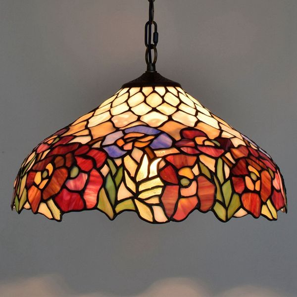

dia40cm european vintage tiffany glass pendant lights indoor lighting clematis lampshade dining room bar art pendant lamps