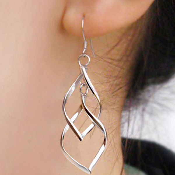 

медь серебряный лист модные серьги длинные кисточки витая пара серьги серьги производители оптом, Silver