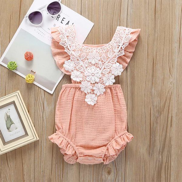 

Baby Infant Clothing romper 100% cotton back hollow out Lace romper girl kids summer rompers 0-2T Baby & Kids Clothing