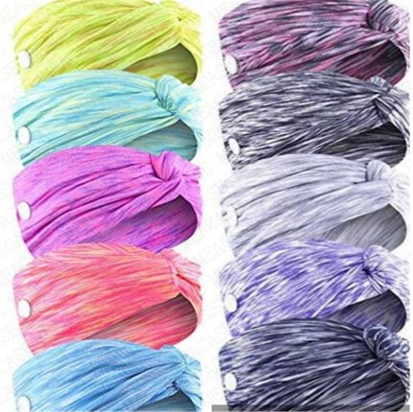 

sports headband with button for face mask women hair wraps wide bands gym sweat hairbands holder elastic hairlace hair accessories d8507, Slivery;white