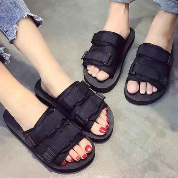 

quality printed beauty head real leather slides shoes men fashion sandals causal summer flip flops slippers shoes shoe09 p114, Black
