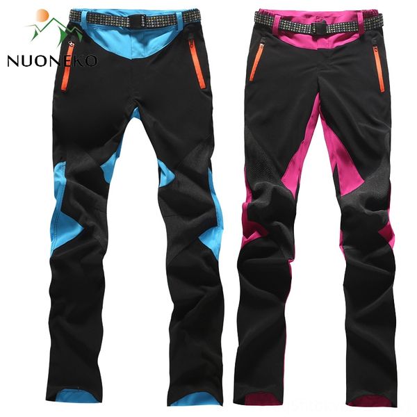 

nuoneko 2019 elastic quick dry hiking pants women thin patchwork trousers sports climbing trekking waterproof outdoor wear athletic & outdoo, Black;green