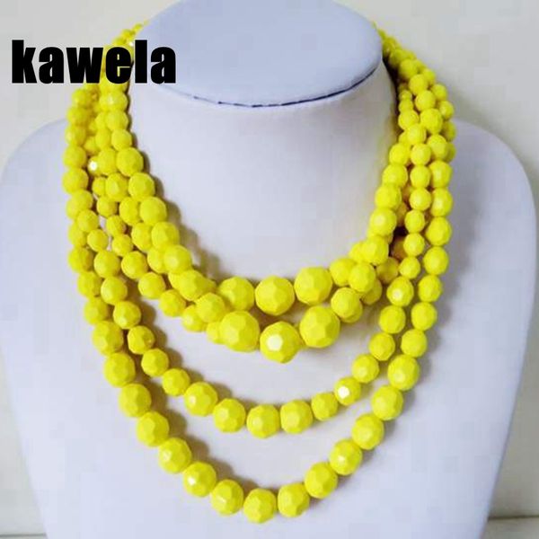 

five layered beaded necklace, yellow necklace, beaded collar necklace, Silver