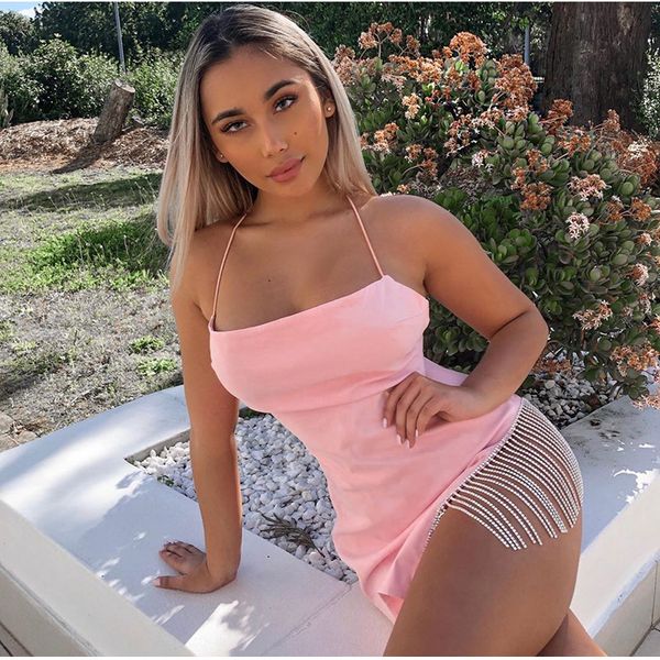 

women mini & club sling dress fashion women's autumn diamond tassel nightclub party skirt sling dress 4 colors s  l xl, White;black