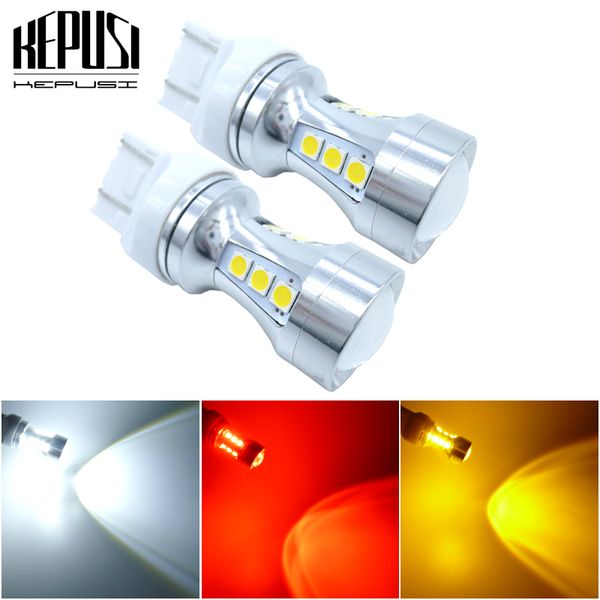 

2x 7443 7444 t20 w21 / 5w led light 3030 smd для lada kalina granta vesta drl светодиодные лампы 12v 24v белый красный желтый супер яркий