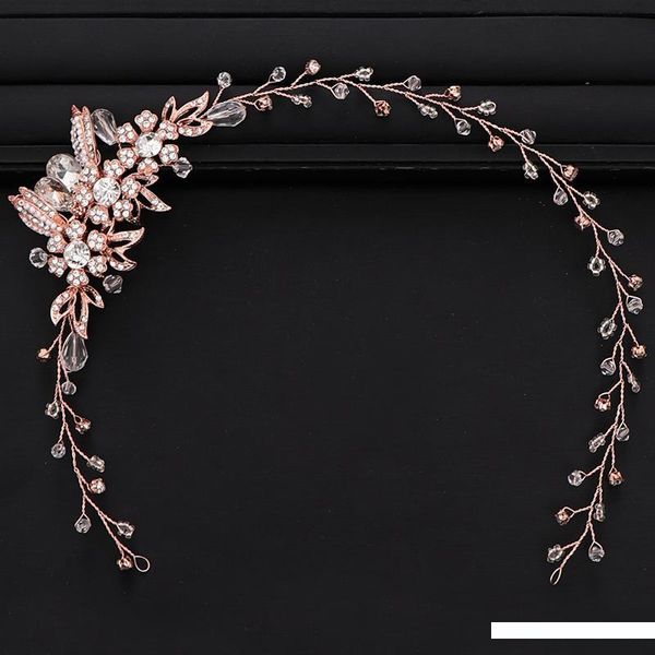 

новое обручальное кольцо волос розового золота rhinestone кристалл глава группы свадебные аксессуары для волос свадебная повязка принцессы о, Golden;white