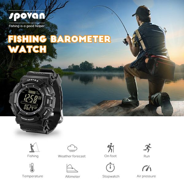 

altimeter barometer thermometer altitude mens sport digital watches climbing hiking wristwatch clock fashion man fishing watch, Slivery;brown