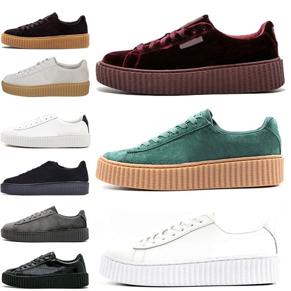 

2019 Rihanna Fenty Creeper Cleated Cracked Leather Suede Velvet Basket Platform PUMO PUM Outdoor Shoes Athletic Casual Shoes Sneakers 36-44