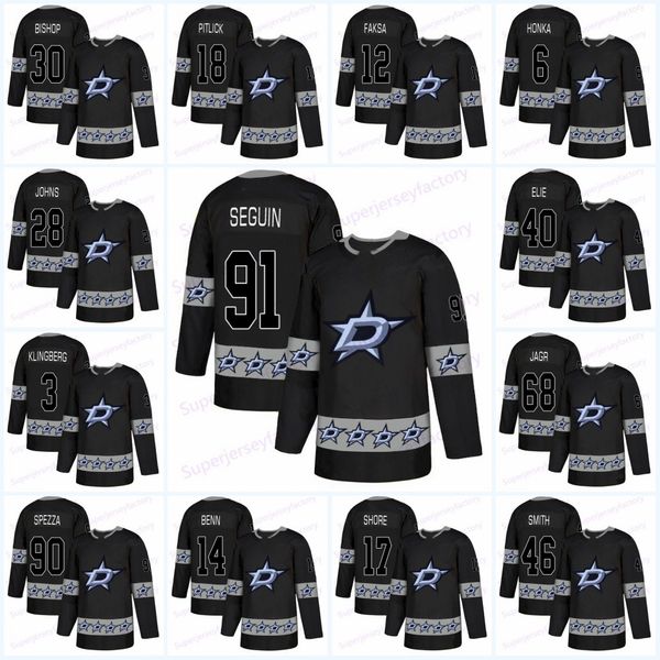 

16 joe pavelski hockey jersey 14 jamie benn 91 tyler seguin 30 ben bishop black dino ciccarelli mike modano neal broten jerseys, Black;red