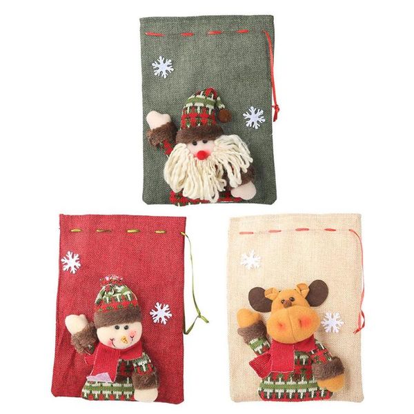 

christmas linen drawstring apple bag children candy gift bag home decor