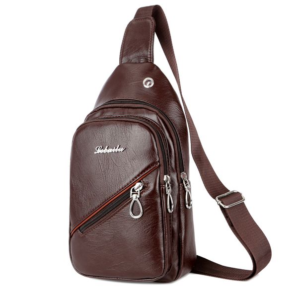 

2019 casual messenger bag men chest pack single shoulder strap back bags pu leather travel men crossbody bags vintage chest bag