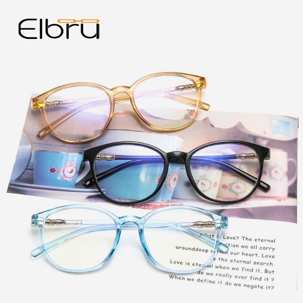 

elbru women fashion transparent glasses optical glasses frames clear round frame for women men eyeglasses eyewear frame oculos, Black