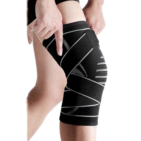 

outdoor sports knee pads support legs brace riding elastic breathable warm knee guard non-slip protector support new, Black;gray