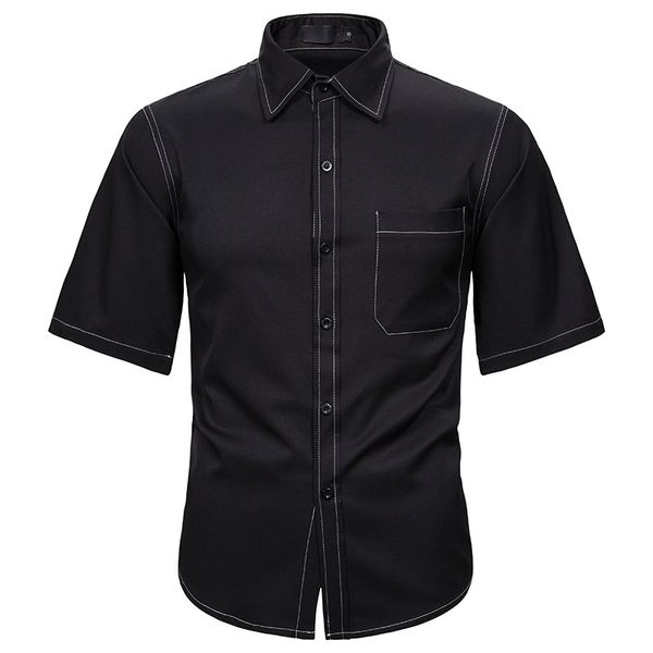 

men's casual shirts mens short sleeve button down dress 2021 fashion streetwear shirt men loose hipster male camisa masculina, White;black