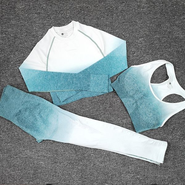 

2020 женщины бесшовные йога комплект фитнес спортивные костюмы тренажерный зал ткань йога с длинным рукавом рубашки высокая талия бег леггин, White;red