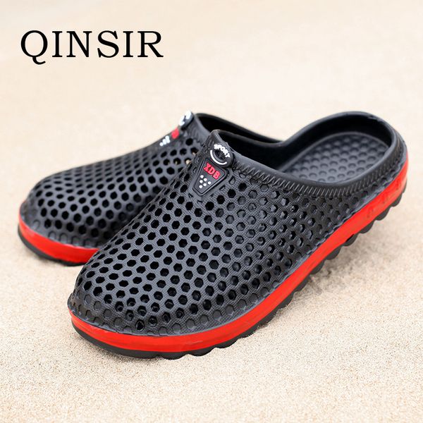 

garden clog shoes for men quick drying summer beach slipper flat breathable outdoor sandals male gardening shoe soft eva shoes, Black