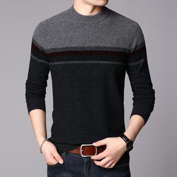 

100% шерсти мужчина knit tops свитер пуловер basic o шея для зимы осени лоскутных мод повседневного bo19651231, White;black